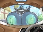  4:3 against_surface anthro areola big_areola big_breasts big_nipples black_body blue_hair blues64 breasts breasts_on_glass car car_wash changeling_(mlp) clothing exposed_breasts female friendship_is_magic green_areola green_eyes green_nipples hair hasbro hi_res horn huge_breasts hyper hyper_breasts my_little_pony nipples on_glass queen_chrysalis_(mlp) shirt smile solo sponge tank_top topwear vehicle 