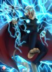 2021 absurd_res alternate_species anthro armor asgardian axe barefoot beard blonde_hair blue_eyes brush_tail cape clothed clothed_anthro clothed_male clothing demigod digitigrade electricity facial_hair fangs feet felid glowing glowing_eyes hair hi_res holding_axe holding_melee_weapon holding_object holding_weapon lightning lion male mammal marvel melee_weapon pantherine red_cape red_clothing solo stormbreaker teeth text thor_(marvel) url weapon yoko_darkpaw