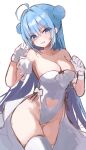  1girl arahashi_tabi blue_eyes blue_hair breasts cleavage clothing_cutout commentary_request cowboy_shot danyoong double_bun gloves hair_bun hair_intakes hands_up heart heart_cutout heart_in_eye highres korean_commentary large_breasts leotard long_hair looking_at_viewer navel_cutout open_mouth simple_background sketch solo standing stellive straight_hair strapless strapless_leotard symbol_in_eye thighhighs v-shaped_eyebrows very_long_hair virtual_youtuber white_background white_gloves white_leotard white_thighhighs 