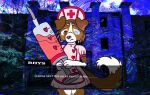 andromorph anthro border_collie canid canine canis changelingcritter clothing collie domestic_dog dress herding_dog heterochromia hi_res intersex mammal nurse_clothing pastoral_dog rhys_(changelingcritter) sheepdog solo stock_image syringe trans_(lore) trans_man_(lore)