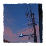  alu.m_(alpcmas) blue_sky border cloud commentary_request contrail highres no_humans original outdoors power_lines road_sign scenery sign signature sky twilight utility_pole white_border 