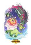  :o antennae basculegion basculegion_(male) blawn_z brown_eyes closed_mouth commentary copyright_logo copyright_name english_commentary fangs full_body glowing highres logo mega_meganium mega_pokemon meganium motion_blur no_humans nostrils open_mouth pokemon pokemon_(creature) pokemon_champions pokemon_focus pokemon_team politoed red_eyes sinistcha smile sparkle yellow_eyes 