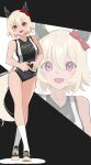  1girl animal_ears bare_arms bare_shoulders black_buruma black_shirt black_shoes blush bow breasts buruma commentary_request curren_chan_(umamusume) ear_bow ear_covers enukee grey_hair hair_between_eyes highres horse_ears horse_girl horse_tail looking_at_viewer medium_breasts open_mouth purple_eyes red_bow shirt shoes short_hair sleeveless smile socks solo tail umamusume white_socks zoom_layer 