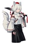  1girl absurdres animal_ears artist_name black_skirt breasts bridal_gauntlets chinese_commentary commentary_request dated detached_sleeves grey_eyes grey_hair hat highres holding holding_sword holding_weapon inubashiri_momiji looking_at_viewer open_mouth pom_pom_(clothes) red_hat ribbon-trimmed_sleeves ribbon_trim rryy short_hair simple_background skirt small_breasts solo sword tail tokin_hat touhou weapon white_background wolf_ears wolf_girl wolf_tail 