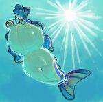 2026 3_claws ambiguous_feral ambiguous_gender animate_inanimate aquatic aquatic_dragon belly big_belly bloated blue_body blue_hair blue_lighting blush claw_fingers claws closed_smile colored countershade_neck countershade_tail countershade_torso countershading dolphin_tail dragon ear_frill feral fin fin_frill floating_on_water frill_(anatomy) full-length_portrait glistening glistening_body hair hairless hi_res horn immobile inflatable inflation_valve josh_(serafphim) line_art living_inflatable looking_at_viewer looking_down looking_down_at_viewer low-angle_view membrane_(anatomy) membranous_wings mouth_closed mythological_creature mythological_scalie mythology obese obese_ambiguous obese_feral overweight overweight_ambiguous overweight_feral portrait rounded_snout scales scalie serafphim shaded smile smiling_at_viewer solo sun sun_glare swimming swimming_pool tail tail_fin thick_tail thick_thighs underwater ventral_scales water water_ripple white_belly white_body white_claws wide_hips wings