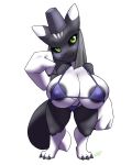 4:5 alpha_channel areola areola_slip bandai_namco big_breasts bikini breasts clothing digimon digimon_(species) doumon female furball headdress hi_res huge_breasts hyper hyper_breasts looking_at_viewer markings mazed nipples shortstack smile swimwear taomon two-piece_swimsuit