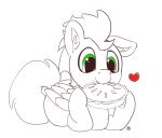  &lt;3 2017 cloud dessert ears_down equid equine feathered_wings feathers feral folded_wings food friendship_is_magic hair hasbro holding_food holding_object inner_ear_fluff male mammal mane monochrome my_little_pony pabbley pegasus pie pivoted_ears sky soarin_(mlp) solo tuft wings wonderbolts_(mlp) 