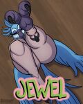 4:5 anthro aunt_viv avian bird blue_body blue_feathers blue_sky_studios bottomwear butt clothed clothed_anthro clothed_female clothing cosplay crossover crossover_cosplay feathers feet female hi_res jewel_(rio) macaw mature_anthro mature_female neotropical_parrot pants parrot rio_(series) sketchybug solo talons the_fresh_prince_of_bel-air toes true_parrot