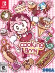  absurdres alii_(piink_rose) alternate_costume amy_rose cake chao_(sonic) chili_dog content_rating cooking_mama copyright_name cupcake dango derivative_work food fruit green_eyes hedgehog_girl highres hot_dog lace_trim lemon lemon_slice nintendo_switch_logo onion_rings pastry_bag peppermint pink_background pink_hair plaid_background salad sandwich sega solo_focus sonic_(series) sonic_popsicle sonic_the_hedgehog sparkling_eyes strawberry_cake submarine_sandwich video_game_cover_redraw wagashi 