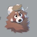  1:1 2022 absurd_res ailurid anthro brown_body brown_fur brown_hair fur fur_markings grey_background hair hi_res male mammal markings minedoo minedoo_(character) red_panda simple_background solo white_body white_fur 