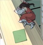  1girl ascot bow brown_hair commentary_request cushion day detached_sleeves frilled_bow frilled_hair_tubes frilled_skirt frills hair_bow hair_tubes hakurei_reimu haniwa_(leaf_garden) long_hair lying on_side red_bow red_skirt ribbon-trimmed_sleeves ribbon_trim shadow shouji skirt skirt_set sliding_doors socks solo sunlight tatami touhou white_socks yellow_ascot zabuton 
