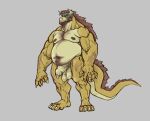  anthro balls barazoku beard belly big_belly bodily_fluids body_hair bowser chest_hair dragon dripping facial_hair faustoxiii foreskin genital_fluids genitals hair hi_res horn koopa lizard male mario_bros mature_male muscular muscular_male nintendo overweight overweight_male penis precum precum_drip pubes red_hair reptile scalie solo strongfat turtle video_games 