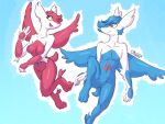  2022 anthro anthrofied blue_hair breasts brother brother_and_sister crotch_tuft duo eye_contact featureless_breasts featureless_crotch female flying generation_3_pokemon greenlinzerd hair hi_res latias latios legendary_pokemon long_hair looking_at_another male navel nintendo nude pokemon pokemon_(species) pokemorph raised_leg red_eyes red_hair shoulder_tuft sibling signature simple_background sister sketch smile tuft underbutt video_games wings yellow_eyes 