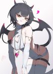  2girls :q ;q absurdres aemeath_(wuthering_waves) all_fours alternate_costume bare_shoulders belt black_hair breasts bridal_gauntlets chinese_commentary cleavage clothing_cutout commentary_request demon_girl demon_horns demon_tail earrings female_rover_(wuthering_waves) heart heart_cutout heart_necklace highres horns jewelry large_breasts long_hair looking_at_viewer multiple_girls necklace one_eye_closed rover_(wuthering_waves) solo_focus tail thigh_belt thigh_strap thighs tongue tongue_out triangle_earrings virgin_killer_sweater white_bridal_gauntlets wuthering_waves xue_jian_ying yellow_eyes 