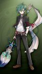  1boy artist_request belt black_jacket blue_gem brown_belt buttons earrings full_body game_asset gem gold_buttons green_background green_hair grimms_notes grimms_notes_gakuen hair_between_eyes hand_in_pocket high_collar holding holding_paintbrush jacket jewelry looking_at_viewer ludwig_grimm_(gakuen)_(grimms_notes) ludwig_grimm_(grimms_notes) male_focus non-web_source official_art open_clothes open_jacket paintbrush parody school_uniform shirt short_hair solo standing style_parody white_shirt yellow_eyes 