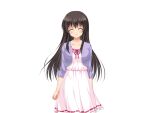  1girl ^_^ aomi_riru black_hair blush breasts cardigan closed_eyes closed_mouth cowboy_shot dress game_asset hair_between_eyes large_breasts large_variant_set layered_clothes long_hair long_sidelocks mikami_juri non-web_source official_art self-datamine sidelocks simple_background smile solo standing tachi-e transparent_background variant_set yumemi_ga_cheek! 