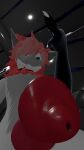  9:16 absurd_res anthro darkyetm dragon eeyore_(nardoragon) erection fur furred_dragon genitals gesture hair hi_res knot looking_at_viewer male middle_finger nardoragon penis penis_tip simple_background solo vrchat warmers 