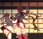  2girls absurdres arm_armor armor ass boots cherry_blossoms cropped_legs fire_emblem fire_emblem_fates from_behind garter_straps hairband height_difference highres hinoka_(fire_emblem) holding holding_polearm holding_weapon japanese_armor japanese_clothes looking_back multiple_girls no_panties panties polearm red_eyes sakura_(fire_emblem) seios siblings sisters thick_thighs thighhighs thighs underbutt underwear weapon white_panties white_thighhighs 