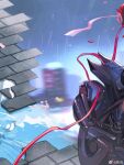  cherry_blossoms chinese_commentary city commentary_request love_and_deepspace motor_vehicle motorcycle no_humans pavement rain red_ribbon ribbon road scenery skyline tagme watermark weibo_username weibo_watermark zhishuo418 