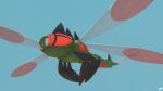  absurdres blue_background bug commentary_request dragonfly ewokakukaede fangs flying highres insect_wings multiple_wings no_humans pokemon pokemon_(creature) pokemon_focus red_eyes simple_background wings yanmega 