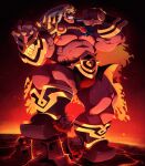  1boy artbykalls bara bulge commission fire_emblem fire_emblem_heroes helbindi_(fire_emblem) highres holding holding_weapon huge_pectorals making-of_available male_focus multicolored_hair muscular muscular_arms muscular_male nipples orange_hair over_shoulder pectorals solo strongman_waist teeth two-tone_hair vgen_commission weapon weapon_over_shoulder white_hair 