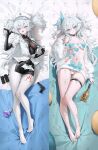  abpart absurdres bare_shoulders black_gloves blue_eyes blue_hair breasts commentary_request dakimakura_(medium) eye_symbol florence_(girls'_frontline_2) florence_(neural_cloud) girls'_frontline girls'_frontline_2:_exilium girls'_frontline_neural_cloud gloves gun hair_between_eyes hair_ornament handgun hat heart heart-shaped_pupils highres long_hair looking_at_viewer mab_pa-15 medium_breasts messy_hair nurse_cap open_mouth pa-15_(girls'_frontline) pa-15_(marvelous_yam_pastry)_(girls'_frontline) smile symbol-shaped_pupils thighs twintails watermark weapon 