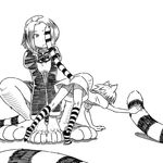  animal_ears byakko cat_ears cat_tail catgirl futaba_channel maid monochrome monster_girl nijiura_maids paws shikyou-aki_(placeholder) tail tiger_tail toukotsu 