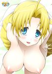  blonde_hair blue_eyes breasts erect_nipples hanging_breasts huge_breasts ladies_versus_butlers! sernia_iori_flameheart smile 