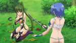  blue_hair breasts cleavage fundoshi green_hair hattori_junko highres ichiban_ushiro_no_daimaou sarashi teruya_eiko 