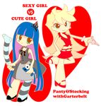  2girls multiple_girls panty_&amp;_stocking_with_garterbelt panty_(character) panty_(psg) smile stocking_(character) stocking_(psg) 