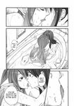  1girl bath breasts greyscale judith kiss large_breasts long_hair monochrome nude pointy_ears tales_of_(series) tales_of_vesperia yuri_lowell 