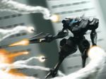  armored_core armored_core:_for_answer building firing flying from_software gun machine_gun mecha missiles motorcobra weapon 