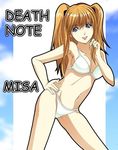  amane_misa bikini blonde_hair blue_eyes cloud clouds death_note hand_on_hip hips pose smile swimsuit twintails 