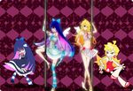  2girls bad_anatomy jewelry lots_of_jewelry multiple_girls panty_&amp;_stocking_with_garterbelt panty_(character) panty_(psg) stocking_(character) stocking_(psg) wings wink 