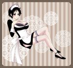  black_hair breasts cleavage fishnets genderswap huge_breasts maid maid_outfit monkey_d_luffy nail_polish one_piece scar thighs tubutubupanda 
