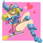  bad_id bad_pixiv_id blonde_hair blue_footwear boots breasts cleavage dark_magician_girl duel_monster hips large_breasts long_hair solo staff yuu-gi-ou yuuga_(cherrybomb-g) 