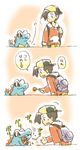  3koma backpack bag bangs baseball_cap candy comic food gen_2_pokemon gold_(pokemon) hat hungry lollipop pokemon pokemon_(creature) pokemon_(game) pokemon_gsc sweatdrop totodile yapo_(mess) 