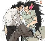  2boys artist_request bara black_hair male male_focus multiple_boys raditz toma yaoi 