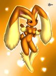  &lt;3 animal_ears bunny_ears cleavage cute fang furry heart lopunny mn_xenx nude pokemon red_eyes smile tail 