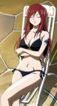  1girl bikini breasts cap cleavage closed_eyes erza_scarlet eyes_closed fairy_tail female highres large_breasts long_hair mound_of_venus red_hair screencap side-tie_bikini solo stitched swimsuit tattoo 