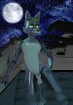  3d_(artwork) 9:16 animatronic anthro balls binocszoomx10 blender_(software) blender_cycles canid canine canis cosmic_background digital_media_(artwork) erection five_nights_at_freddy&#039;s five_nights_at_freddy&#039;s:_security_breach genitals glowing glowing_eyes green_hair hair hi_res humanoid_genitalia humanoid_penis looking_at_viewer machine male mammal moon nude open_mouth outside partially_submerged penis robot rock_(binocszoomx10) scottgames skinny_dipping sky smile solo star starry_background starry_sky video_games water wolf 