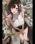  3girls 6+boys absurdres asymmetrical_bangs bag black_boots black_hair black_shorts blush boots borrowed_character breasts cake controller crowd doro_(nikke) earrings food handbag heart heart_necklace highres hoop_earrings implied_vibrator jewelry knee_boots large_breasts long_hair looking_at_viewer multiple_boys multiple_girls necklace original pov pov_hands public_indecency public_vibrator purple_eyes remote_control remote_control_vibrator ruca_(rucarachi) rucarachi sex_toy short_shorts shorts signature sleeveless sleeveless_sweater sleeveless_turtleneck solo_focus sweater takabe_torao turtleneck turtleneck_sweater vibrator vibrator_under_clothes white_sweater wireless_sex_toy_controller yoru_(biya_(1024)) yuna_(biya_(1024)) 