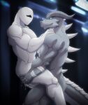  alien alien_humanoid aliensymbol anal anthro anthro_on_anthro biceps blue_eyes bodily_fluids cum digital_media_(artwork) dominant dragon duo genital_fluids genitals grey_body grin happy humanoid interspecies kardukk kardukk_(artist) kobold kronos_(aliensymbol) looking_at_another male male/male multicolored_body nude orgasm penetration reptile scalie sex shaded simple_background smile spaceship_interior spikes standing two_tone_body two_tone_tail white_body 