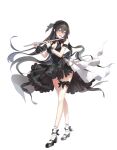  1girl absurdres ankle_bow ankle_socks arm_garter bai_winchester bare_shoulders black_arm_garter black_bow black_bowtie black_dress black_hair black_shoes black_wrist_cuffs blush bow bowtie braid breasts cleavage cleavage_cutout closers clothing_cutout crossed_legs crown_braid dress dress_bow embarrassed floating_hair flute frilled_dress frilled_thigh_strap frills full_body furrowed_brow hair_between_eyes hair_bow hands_up heterochromia highres holding holding_flute holding_instrument incredibly_absurdres instrument long_hair mary_janes medium_breasts official_art pink_eyes purple_eyes rectangular_mouth see-through_clothes see-through_socks shoes short_dress sleeveless sleeveless_dress socks solo standing sweat tachi-e thigh_strap transparent_background watson_cross white_socks wrist_cuffs 