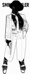 absurd_res accessory anthro big_breasts black_and_white black_body black_fur black_hair bottomwear breasts brothersmiler canid canine canis clothed clothing collared_shirt domestic_dog dress_shirt feet female footwear fur gun hair hand_on_hip handgun hi_res high_heels holding_object holding_weapon huge_breasts humanoid_feet jacket long_nails looking_at_viewer mammal monochrome necktie nipple_outline one_eye_obstructed open_clothing open_shirt open_topwear pants plantigrade platform_footwear platform_heels poodle ranged_weapon revolver shirt shoes sketch solo text topwear trilla_(brothersmiler) weapon