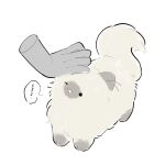  1other animal_focus cat commentary_request dot_nose highres nasuka_gee one_eye_closed open_mouth original petting simple_background solid_circle_eyes speech_bubble translation_request two-tone_fur white_background 