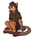2026 3_toes 5_fingers anthro biped black_eyebrows bottomwear brown_bottomwear brown_clothing brown_eyes brown_hair brown_hoodie brown_pants brown_topwear clothed clothing colored_sketch curled_tail digital_drawing_(artwork) digital_media_(artwork) digitigrade eyebrows feet fingers guide_lines hachimakiyaki hair hands_on_ground happy hoodie humanoid_hands long_hair long_tail looking_at_viewer male mammal messy_hair northern_olingo olingo open_mouth open_smile pants pink_nose pink_tongue pla_(alottaplaplapla) portrait procyonid pupils round_ears shaded short_sleeve_hoodie simple_background sitting sketch slit_pupils small_ears smile snout solo tail tail_aside tail_on_ground toes tongue topwear white_background white_sclera