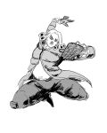 1boy argyle_clothes argyle_sweater arm_up battle_tendency coat curly_hair dejigura full_body funny_valentine highres jojo_no_kimyou_na_bouken jojo_pose joseph_joestar long_hair pose_imitation sketch steel_ball_run sugita_tomokazu sweater voice_actor_connection white_background 