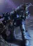  army beam_rifle cable commentary_request desert energy_gun ewac_zack gelgoog gun gundam gundam_zz machine_gun mecha mobile_suit neo_zeon night no_humans one-eyed_mecha radio_antenna radome raybar realistic robot rock sand science_fiction sky star_(sky) starry_sky weapon 