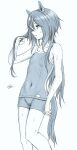  1girl adjusting_hair animal_ears bad_anatomy bad_hands banzaibanzaibanzai commentary feet_out_of_frame flat_chest groin hair_between_eyes hair_down horse_ears horse_girl horse_tail knee_up long_hair looking_to_the_side monochrome multicolored_hair navel one-piece_swimsuit parted_lips ribs school_swimsuit signature skin_tight skinny solo stay_gold_(umamusume) streaked_hair swimsuit tail tracen_swimsuit umamusume wet white_background 